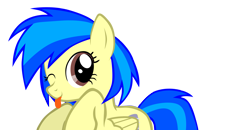 Size: 1525x794 | Tagged: safe, derpibooru import, oc, oc only, oc:silvia, pegasus, pony, :p, cute, looking at you, simple background, smiling, solo, tongue out, transparent background, vector, wink