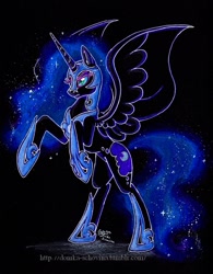 Size: 702x900 | Tagged: safe, artist:donika-schovina, derpibooru import, nightmare moon, solo, traditional art