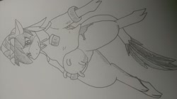 Size: 1280x722 | Tagged: safe, artist:kushina13, derpibooru import, daring do, cow, cowified, daring moo, grayscale, monochrome, solo, species swap, traditional art, udder