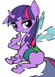 Size: 1378x1924 | Tagged: safe, artist:hwaho, derpibooru import, twilight sparkle, changeling, changelingified, solo