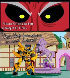 Size: 857x960 | Tagged: safe, derpibooru import, lord tirek, spike, dragon, bad dudes, bumblebee, crossover, exploitable meme, meme, reference, tirek vs everyone meme, transformers, transformers prime