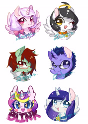 Size: 2480x3507 | Tagged: safe, artist:akamei, oc, oc only, oc:blink, alicorn, earth pony, pegasus, pony, unicorn, alicorn oc, blushing, cheongsam, clothes, cute, deadly sweetie, ear fluff, filly, headdress, heart, looking at you, open mouth, pixiv, smiling, spread wings, wingding eyes