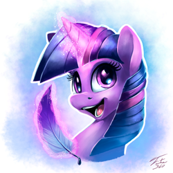 Size: 700x700 | Tagged: safe, artist:tsitra360, twilight sparkle, pony, unicorn, female, glowing horn, magic, mare, open mouth, solo