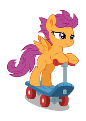 Size: 3557x5000 | Tagged: safe, artist:ambassad0r, artist:kp-shadowsquirrel, scootaloo, pony, absurd resolution, bipedal, riding, scooter, simple background, solo, transparent background, vector