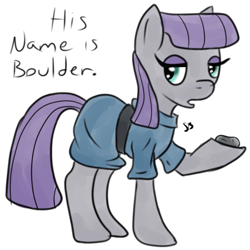 Size: 1000x1000 | Tagged: safe, artist:electricexploder, derpibooru import, boulder (pet), maud pie, solo