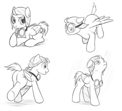 Size: 937x852 | Tagged: safe, artist:drawponies, derpibooru import, oc, oc only, oc:meso, pegasus, pony, goggles, monochrome, sketch