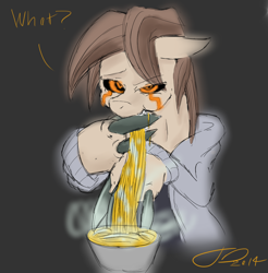 Size: 1280x1300 | Tagged: safe, artist:digitaldomain123, derpibooru import, oc, oc only, oc:digital, demon pony, original species, digital art, eat, eating, nom, noodles, ramen, solo