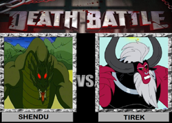 Size: 900x643 | Tagged: safe, lord tirek, death battle, exploitable meme, jackie chan adventures, meme, obligatory pony, shendu