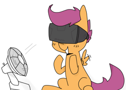 Size: 4465x3197 | Tagged: safe, artist:meowing-ghost, scootaloo, fan, oculus rift, scootaloo can't fly, solo