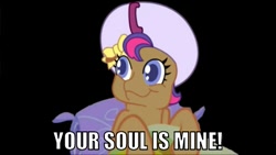Size: 498x281 | Tagged: safe, derpibooru import, scootaloo, g3.5, image macro, meme, solo, your soul is mine