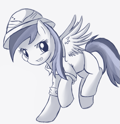 Size: 623x644 | Tagged: safe, artist:hikariviny, derpibooru import, daring do, monochrome, solo