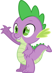 Size: 10000x13946 | Tagged: safe, artist:glessmlp, derpibooru import, spike, dragon, absurd resolution, simple background, smiling, solo, waving