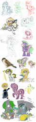 Size: 1513x5017 | Tagged: safe, artist:otkurzacz, oc, oc:onyx firedraft, oc:vac, anthro, bird, human, pony, anthro with ponies, armor, bag, bipedal, clothes, computer, family, guitar, headphones, helmet, kissing, magic, royal guard, sketch dump, sword, weapon