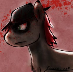 Size: 466x465 | Tagged: safe, artist:derpsickle, derpibooru import, oc, oc only, oc:derpsickle, blood, dark, hat, icon, male, solo