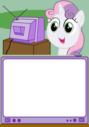 Size: 563x800 | Tagged: safe, sweetie belle, exploitable meme, meme, obligatory pony, template, tv meme