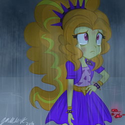 Size: 500x500 | Tagged: safe, artist:wubcakeva, adagio dazzle, equestria girls, crying, rain, solo