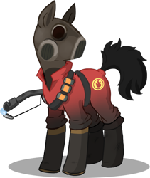 Size: 800x946 | Tagged: safe, artist:night-wolf122, clothes, crossover, gas mask, ponified, pyro, solo, team fortress 2, video game crossover