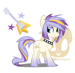 Size: 1024x1006 | Tagged: safe, artist:wicklesmack, oc, oc only, oc:zero gravity, adoptable, collar, guitar, keyblade, kingdom hearts, solo