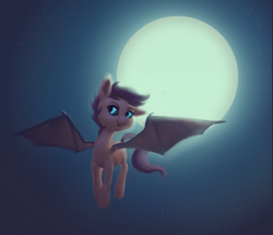 Size: 1645x1413 | Tagged: safe, artist:verrmont, scootaloo, bat pony, pony, bat ponified, moon, night, race swap, scootabat, solo