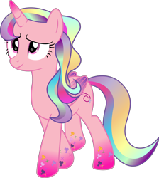 Size: 10612x11844 | Tagged: safe, artist:illumnious, derpibooru import, oc, oc only, oc:flares, alicorn, pony, absurd resolution, alicorn oc, colored wings, multicolored wings, rainbow hair, rainbow power, rainbow power-ified, rainbow tail, rainbow wings, simple background, solo, transparent background, vector, wingding eyes