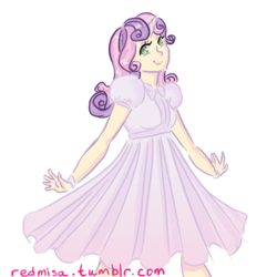 Size: 500x500 | Tagged: safe, artist:redmisa, derpibooru import, sweetie belle, human, clothes, dress, horned humanization, humanized, solo