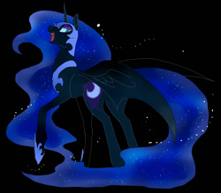 Size: 720x630 | Tagged: safe, artist:pasikon, derpibooru import, nightmare moon, alicorn, pony, black background, female, mare, open mouth, simple background, solo