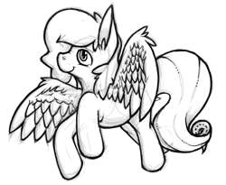 Size: 580x476 | Tagged: safe, artist:trippiehippie, derpibooru import, pegasus, pony, monochrome, solo