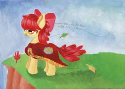 Size: 4640x3301 | Tagged: safe, artist:galaguga, derpibooru import, apple bloom, solo, traditional art