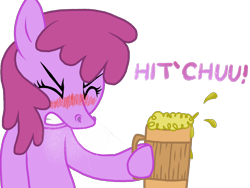 Size: 2048x1536 | Tagged: safe, artist:proponypal, berry punch, berryshine, blushing, cider, drunk, mucus, nostrils, sneezing, sneezing fetish, solo, spray