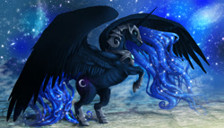 Size: 1925x1100 | Tagged: safe, artist:fiszike, derpibooru import, nightmare moon, realistic, solo