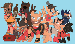 Size: 904x540 | Tagged: safe, artist:bluelioness123, derpibooru import, crossover, demoman, engineer, heavy, medic, ponified, pyro, scout, sniper, soldier, spy, team fortress 2