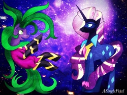 Size: 1280x960 | Tagged: safe, artist:asinglepetal, mane-iac, nightmare rarity, radiance, power ponies