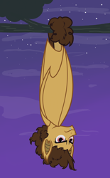 Size: 1192x1920 | Tagged: safe, artist:fillyblue, cheese sandwich, bat pony, pony, cheesebat, race swap, solo, upside down