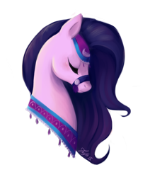 Size: 920x1083 | Tagged: safe, artist:trefleix, derpibooru import, amira, saddle arabian, bust, eyes closed, female, mare, portrait, simple background, solo, transparent background