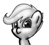 Size: 100x92 | Tagged: safe, artist:krucification, derpibooru import, scootaloo, bust, monochrome, portrait, solo