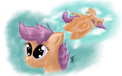 Size: 1680x1050 | Tagged: safe, artist:eternalsubscriber, scootaloo, pegasus, pony, female, filly, simple background, solo