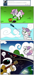 Size: 1280x2780 | Tagged: safe, artist:catfood-mcfly, sweetie belle, human, astronaut, cloud, comic, fury belle, guitar, rock, sign, space, throwing, tumblr