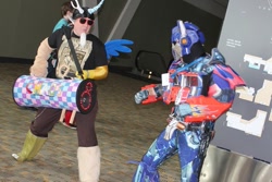 Size: 525x350 | Tagged: safe, discord, human, bronycon, cosplay, irl, irl human, optimus prime, photo, transformers