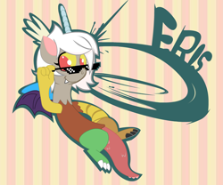 Size: 900x750 | Tagged: safe, artist:fexuz, discord, eris, rule 63, solo, sunglasses