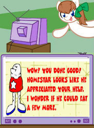 Size: 625x854 | Tagged: safe, oc, oc only, oc:troll-raipony, bronco trolleys, exploitable meme, homestar runner, lol ur fat, meme, obligatory pony, tv meme