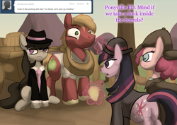 Size: 1239x875 | Tagged: safe, artist:zedrin, big macintosh, pinkie pie, twilight sparkle, earth pony, pony, ask, ask-mafia-octavia, detective, mafia, male, stallion, tumblr