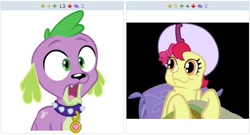 Size: 510x275 | Tagged: safe, derpibooru import, scootaloo, spike, dog, spike the dog