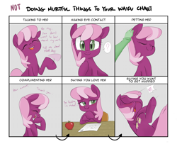 Size: 1600x1300 | Tagged: safe, artist:adequality, artist:jessy, cheerilee, earth pony, pony, :o, apple, bedroom eyes, blushing, chart, cheeribetes, comic, cute, desk, disembodied hand, doing loving things, ear scratch, eyes closed, faint, female, heart, laughing, looking at you, mare, meme, open mouth, petting, question mark, raised eyebrow, raised hoof, school, smiling, speech bubble, swoon, underhoof