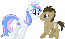 Size: 1151x694 | Tagged: safe, artist:liggliluff, doctor whooves, oc, oc:princess paradise, simple background, tell me i'm pretty, tiara, transparent background, vector