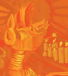 Size: 500x556 | Tagged: safe, artist:doctorpepperphd, zecora, zebra, candle, flower, monochrome, mouth hold, orange, solo