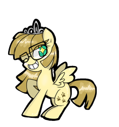 Size: 748x799 | Tagged: safe, artist:djrezurrect, zippoorwhill, pegasus, pony, female, filly, glasses, raised hoof, simple background, solo, starry eyes, tiara, transparent background, wingding eyes, wink