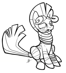 Size: 1169x1280 | Tagged: safe, artist:secoh2000, zecora, zebra, monochrome, solo