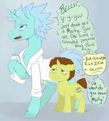 Size: 1280x1430 | Tagged: safe, artist:mlpfwb, pony, unicorn, crossover, hilarious in hindsight, ponified, rick and morty, vulgar