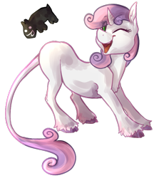 Size: 631x708 | Tagged: safe, artist:thelionmedal, sweetie belle, classical unicorn, leonine tail, skippy, skippy the moonrock, solo