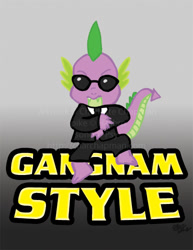 Size: 386x500 | Tagged: safe, artist:kishi005, spike, dragon, dancing, gangnam style, solo, sunglasses